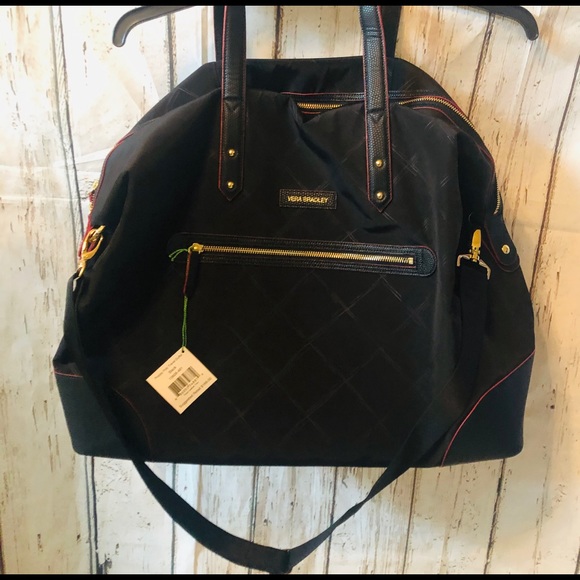🆕 VERA BRADLEY PREPPY POLY TRAVEL DUFFEL BLACK🆕 - Picture 3 of 8